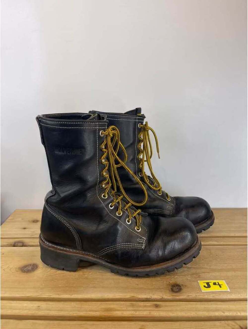 Wolverine Black Leather Steel Toe Work Boots Men's Size 10.5
